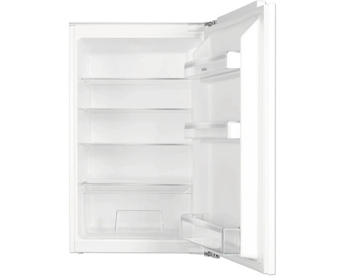 Geöffneter Kühlschrank mit Regalen und Türfächern