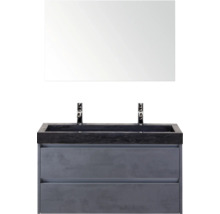 Waschtisch mit zwei Schubladen, Aufsatzwaschbecken und Spiegel für das Badezimmer