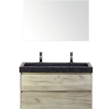 Waschtischkombination mit Spiegel, Waschbecken, Armaturen und Unterschrank