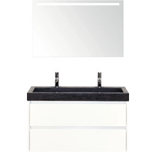 Waschtischkombination mit Waschbeckenunterschrank, Waschtisch und Spiegel