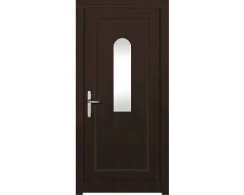 Haustür DW29 Kiefer/Eiche Nussbaum 1100x2100 mm DIN Links (nach innen öffnend) Braune Haustür mit Glaseinsatz und Türgriff