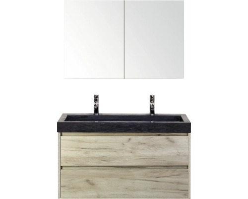 Waschtischkombination mit Waschtisch, Unterschrank und Spiegelschrank