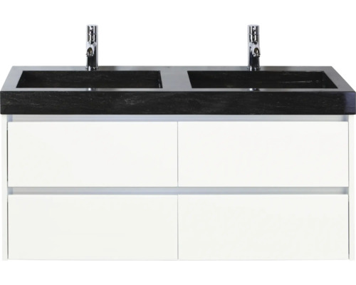 Waschtischunterschrank mit zwei Waschbecken und vier Schubladen