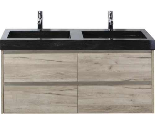 Waschtischunterschrank mit Doppelwaschbecken und vier Schubladen