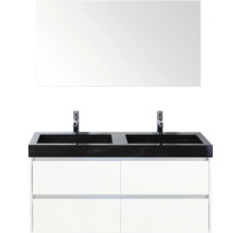 Waschtisch mit zwei Waschbecken, Spiegel und Unterschrank