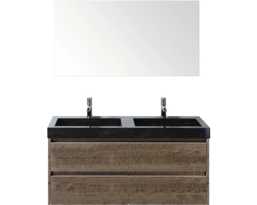 Waschtisch mit Doppelwaschbecken und Spiegel für das Badezimmer