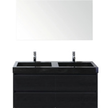 Waschtisch mit zwei Waschbecken, Unterschrank und Spiegel