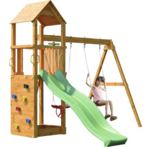 Spielturm mit Schaukel, Rutsche und Kletterwand für den Garten