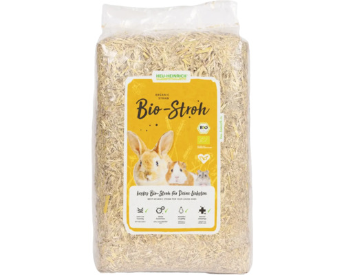 Einstreu HEU - HEINRICH Bio-Stroh 4 kg auch als Zusatzfutter geeignet Packung Heu-Heinrich Bio Stroh für Kleintiere