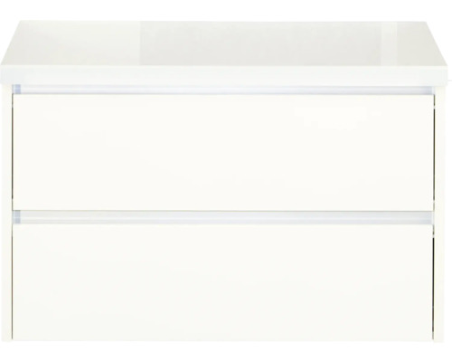 Weißer Waschtischunterschrank mit zwei Schubladen