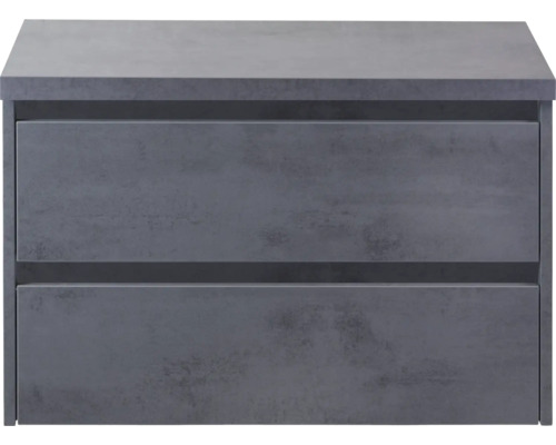 Grauer Waschtischunterschrank mit zwei Schubladen