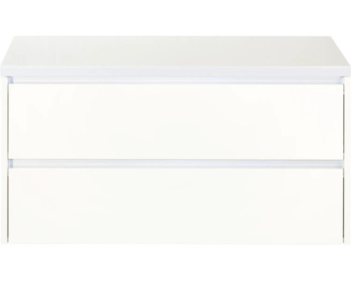 Weißer Waschtischunterschrank mit zwei Schubladen