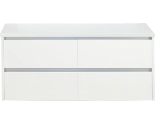 Weißer Waschtischunterschrank mit vier Schubladen