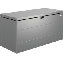 Graue Aufbewahrungsbox mit horizontalen Linien für den Außenbereich