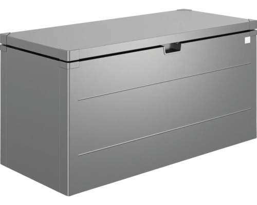 Graue Aufbewahrungsbox mit horizontalen Linien für den Außenbereich