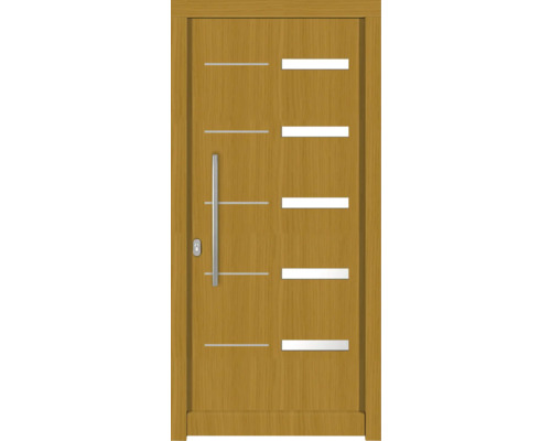Haustür DW20 Kiefer/Eiche S12-Honig 1100x2100 mm DIN Links (nach innen öffnend) Moderne Haustür mit Griff und Lichtausschnitten