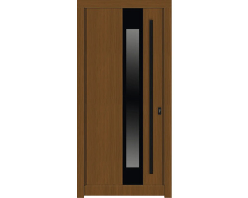 Haustür DW14a Kiefer/Eiche S52-Zeder 1000x2100 mm DIN Rechts (nach innen öffnend) Holztür mit Glaseinsatz und Griff