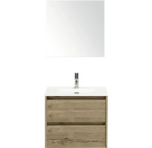 Waschtischkombination mit Spiegel, Waschbecken, Armatur und Unterschrank