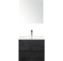 Waschtischkombination mit Spiegel, Waschtisch, Armatur und Unterschrank mit zwei Schubladen