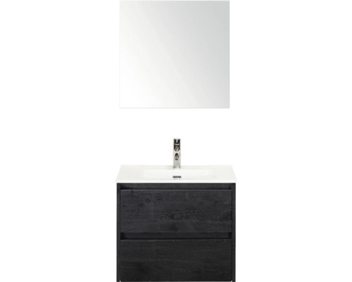 Waschtischkombination mit Spiegel, Waschtisch, Armatur und Unterschrank mit zwei Schubladen