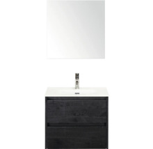 Waschtischunterschrank mit zwei Schubladen, Waschbecken und Spiegel