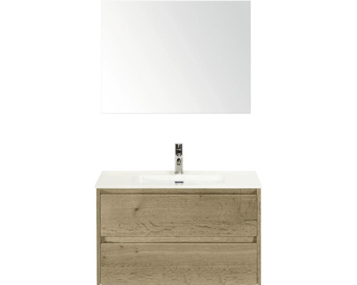 Waschtisch mit Spiegel und Unterschrank mit zwei Schubladen