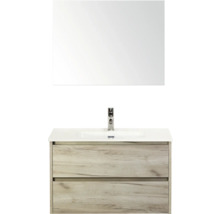 Waschtisch mit Spiegel und zwei Schubladen im Holzdekor für das Badezimmer