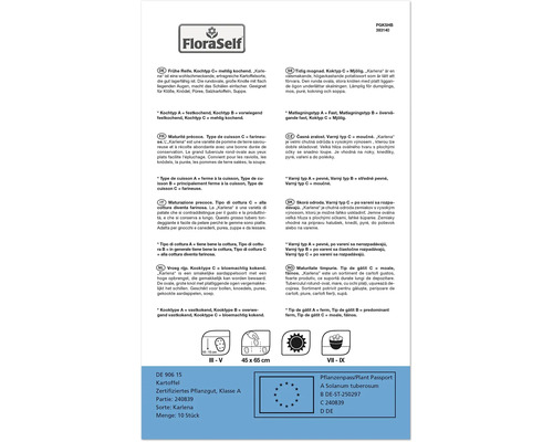 Informationen zur Kartoffelsorte Karlena, inklusive Reifezeit, Kochtyp und Verwendung.