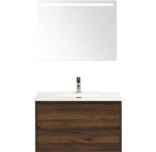 Badezimmermöbel-Set mit Waschtischunterschrank, Waschbecken und Spiegel mit Beleuchtung