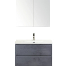 Waschtischunterschrank mit Waschbecken und Spiegelschrank für das Badezimmer.