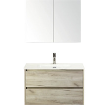 Waschbeckenunterschrank mit Spiegel und zwei Schubladen