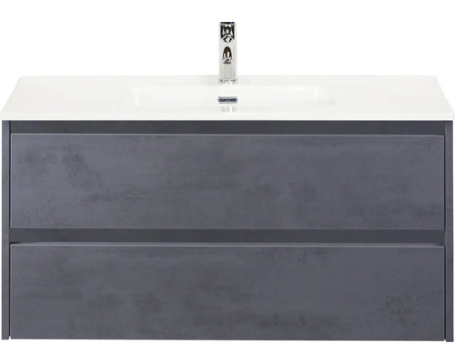 Waschtischunterschrank mit zwei Schubladen und Aufsatzwaschbecken