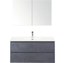 Waschtisch mit Waschbecken, Armatur und Spiegelschrank