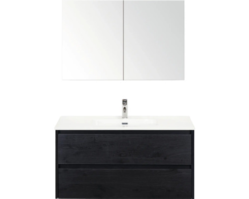 Waschbeckenunterschrank mit zwei Schubladen, Waschbecken und Spiegelschrank