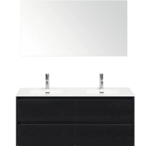 Badezimmermöbel-Set mit Doppelwaschtisch, Spiegel und Unterschrank