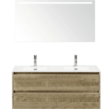 Badezimmer Waschtisch mit Spiegel und Holzoptik