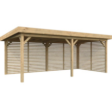 Holzcarport mit Lamellenwänden für den Außenbereich