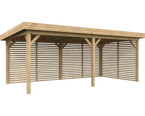 Holzcarport mit Lamellenwänden für den Außenbereich