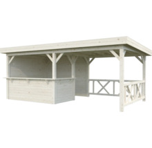 Holzpavillon mit Theke und Geländer