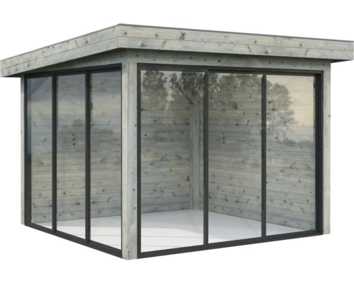 Holzgartenhaus mit Glasfront