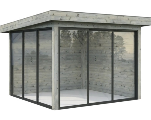 Holz Gartenhaus mit Glasschiebetüren