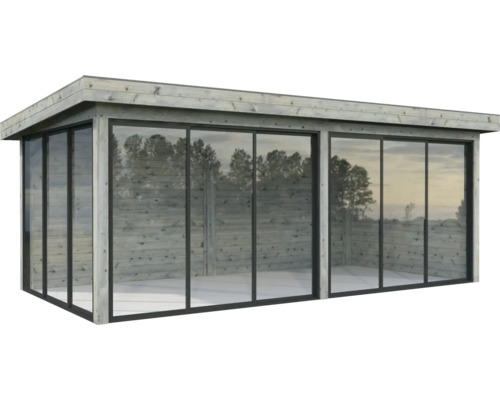 Holz Gartenhaus mit Glasschiebetüren