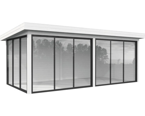 Modernes Gartenhaus mit großen Fensterfronten für viel Tageslicht