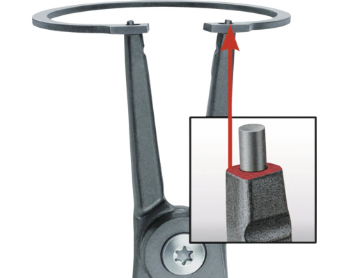 Sprengringzange mit Detailansicht des Werkzeugkopfes