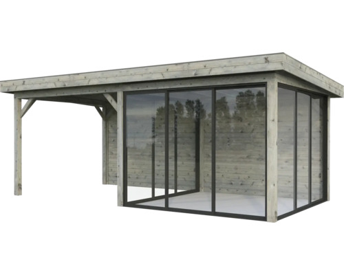 Holz Gartenhaus mit Glasschiebetüren