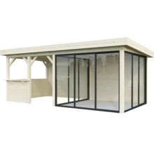 Holz Gartenhaus mit Glasschiebetüren