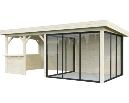 Holz Gartenhaus mit Glasschiebetüren