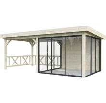 Holz Gartenpavillon mit Glasschiebetüren