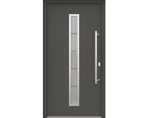 Haustür mit Glaseinsatz und Edelstahlgriff