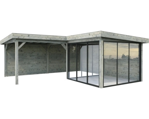Holz Pavillon mit Glasfront für den Garten